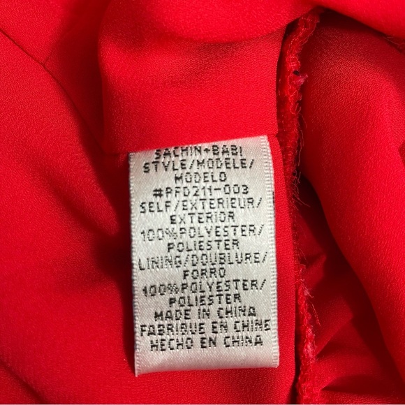 NWOT Sachin & Babi lined red chiffon button up mini dress size 4. - Picture 8 of 9